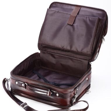 Brown Leatherette Overnighter Trolley – 4 Wheels